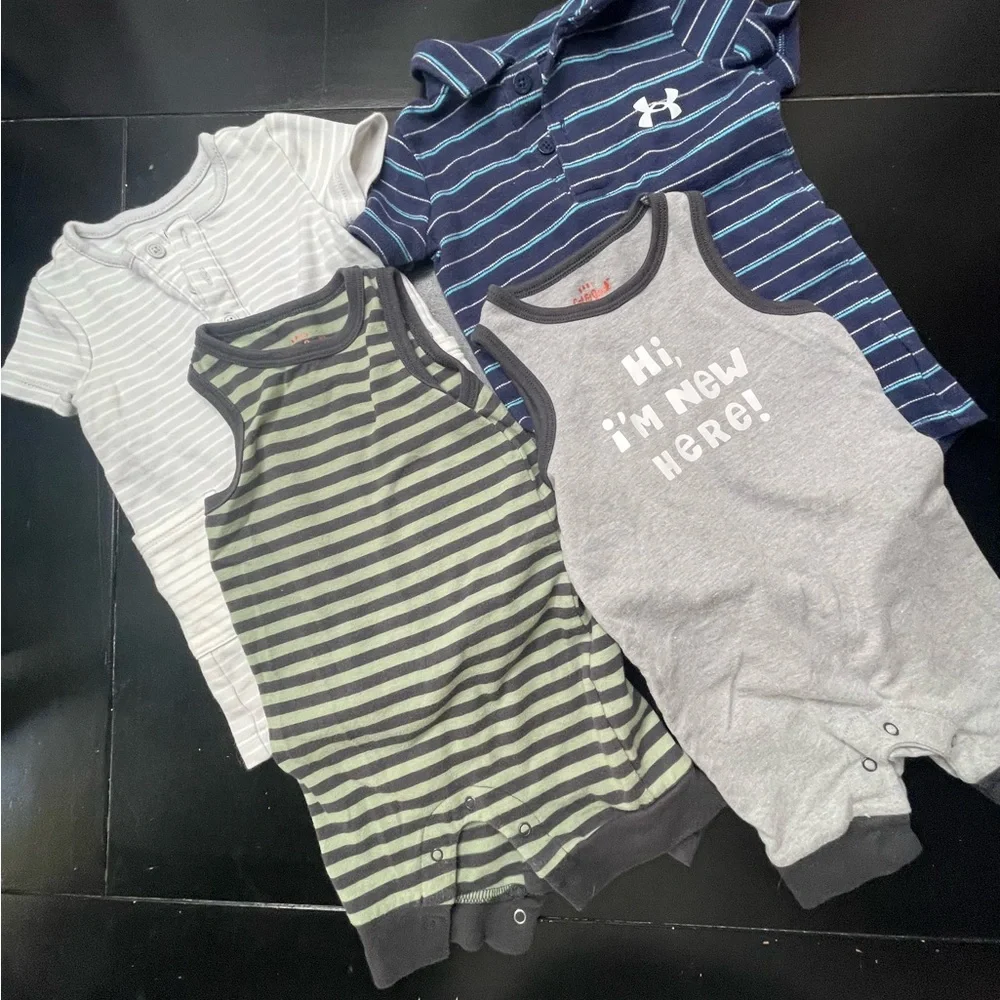 Baby Boy Summer Bundle Striped and Graphic Romper Set